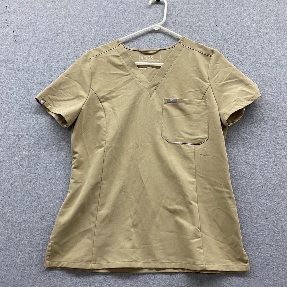 FIGS Technical Scrub One Pocket Catarina Top Womens M Sandstone Short Sleeve Ltd